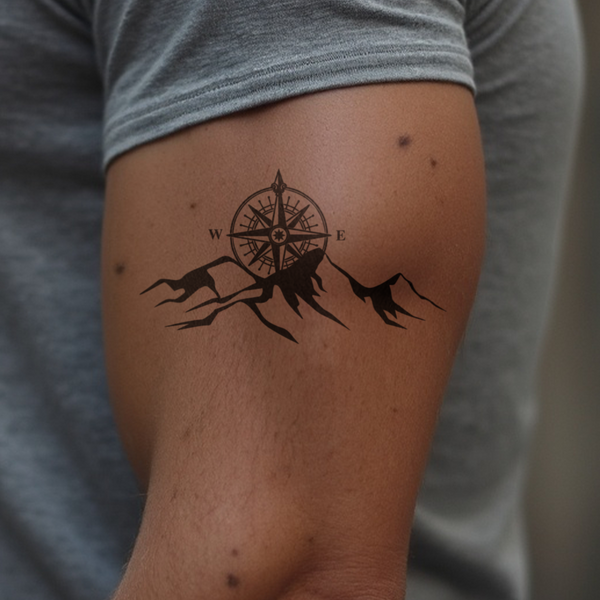 Berg und Kompass Tattoo