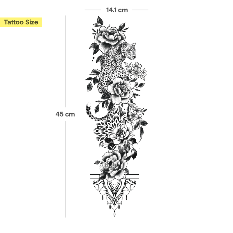 Leopard & Blumen Tattoo Sleeve