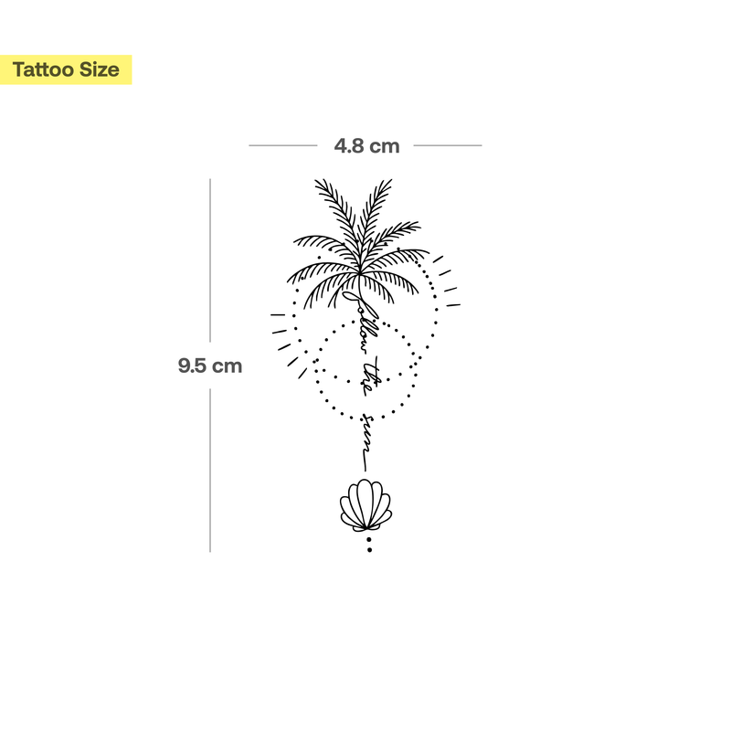 folge der Sonne Palme Tattoo