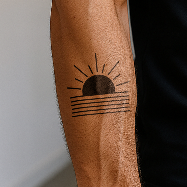 Geometrischer Sonnenaufgang Tattoo