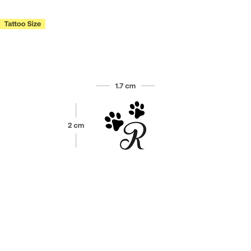 Pfoten mit Initialen Tattoo (A-Z)