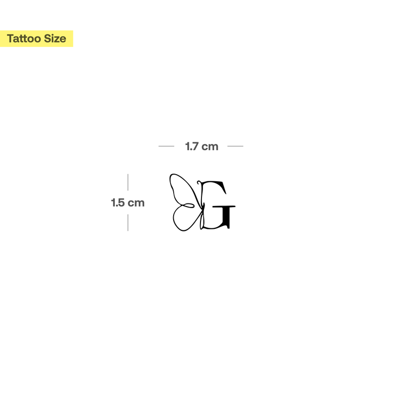 Schmetterling mit Initialen Tattoo (A-Z)