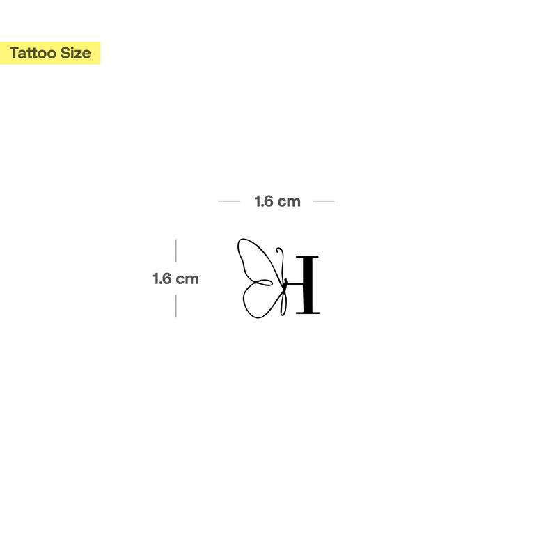 Schmetterling mit Initialen Tattoo (A-Z)