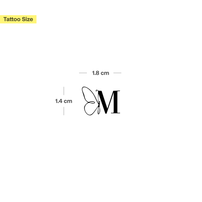 Schmetterling mit Initialen Tattoo (A-Z)